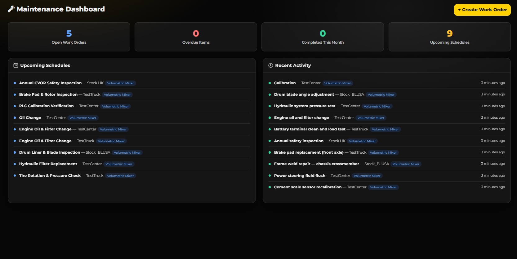 Maintenance Dashboard